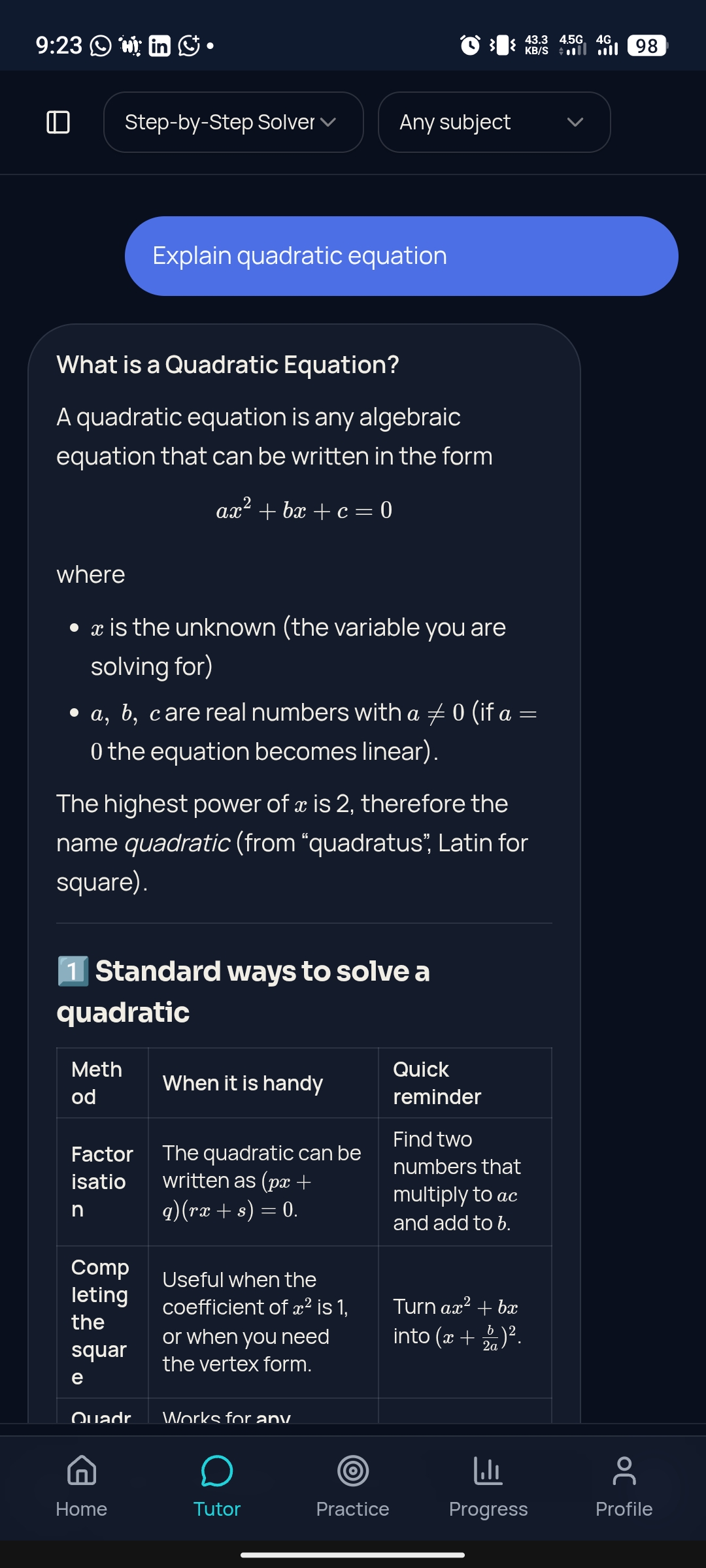 PassSabi AI tutor chat interface